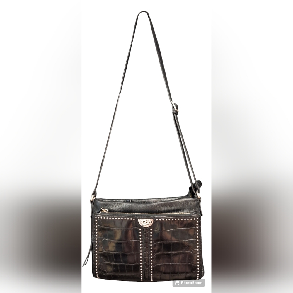 Brighton Jagger Cross Body Organizer, Pretty Tough Collection, Black Studded EUC